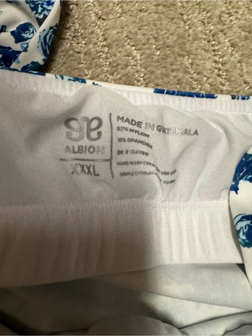 Albion Blue and White Floral Bikini Top with Ruffle Straps